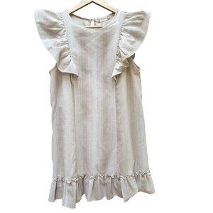 Altard State Dress‎ Ruffle Striped Keyhole Back Beige Boho Festival Cream Size M